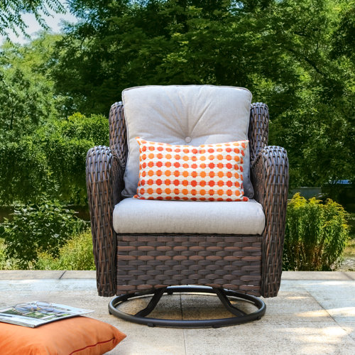 Bayou Breeze Brice Rocking Swivel Patio Chair with Cushions & Reviews